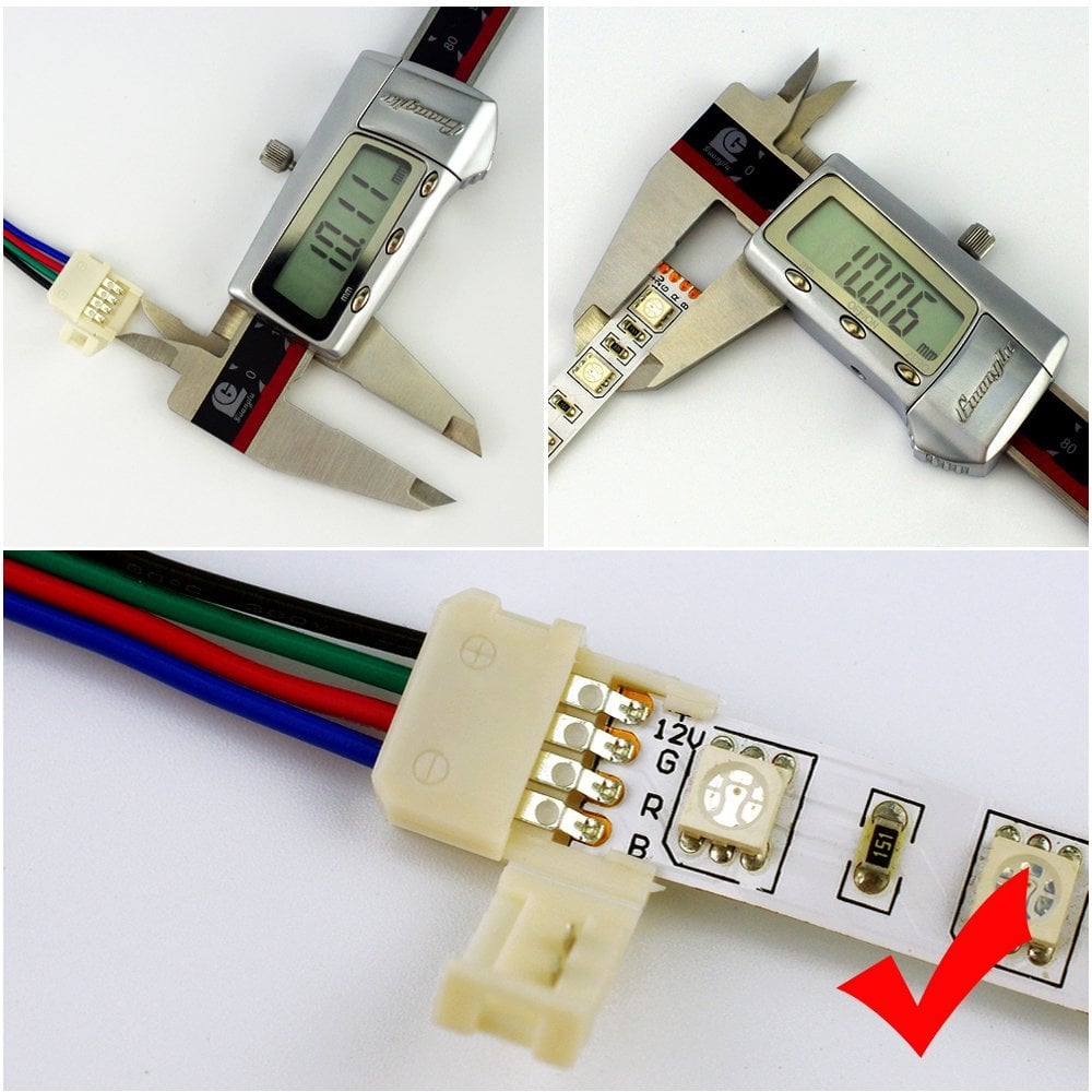 ZDM 5PCS Quick Splitter Connector 10MM T Shape 4 Conductor for 5050RGB with 10PCS Strip Light Connector