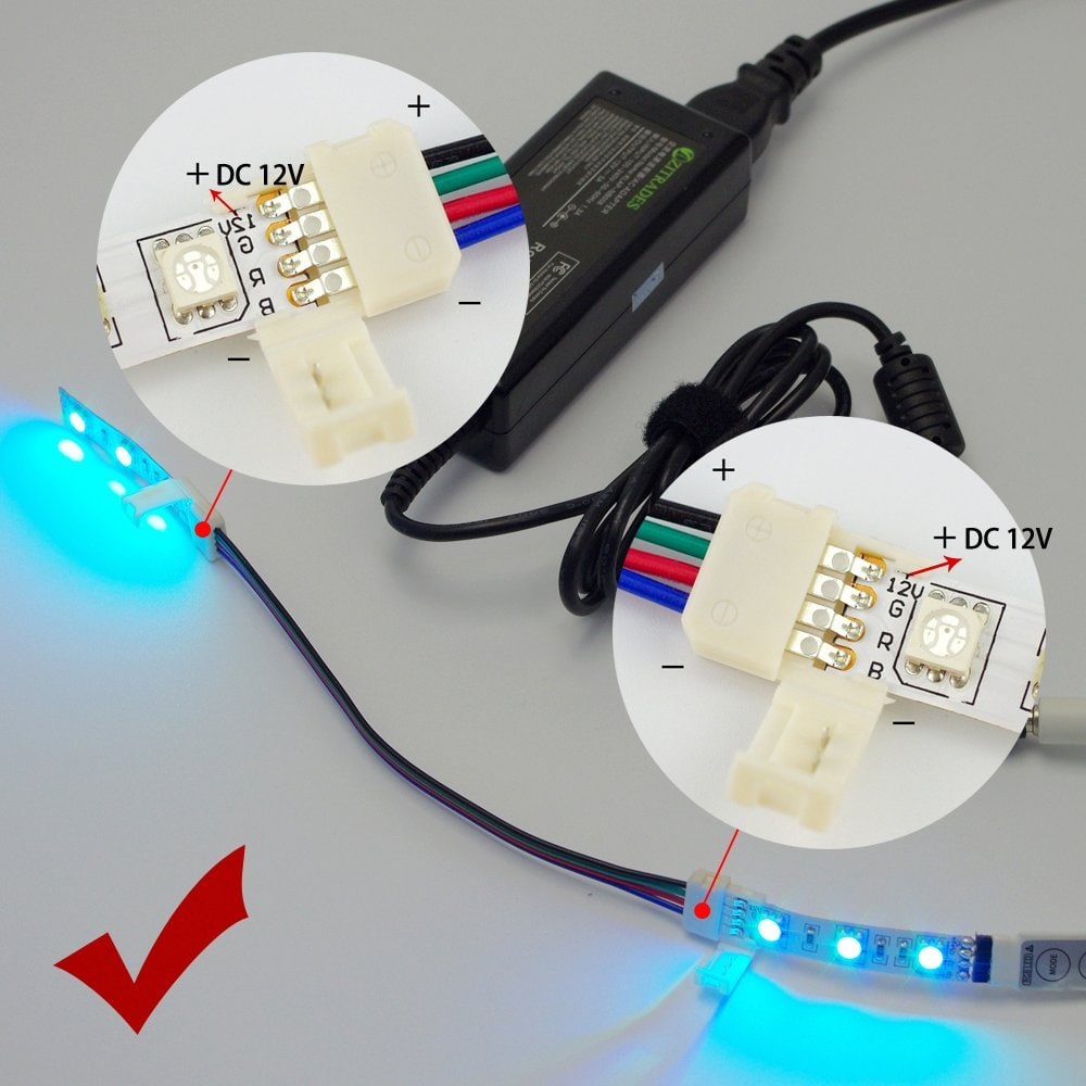ZDM 5PCS Quick Splitter Connector 10MM T Shape 4 Conductor for 5050RGB with 10PCS Strip Light Connector