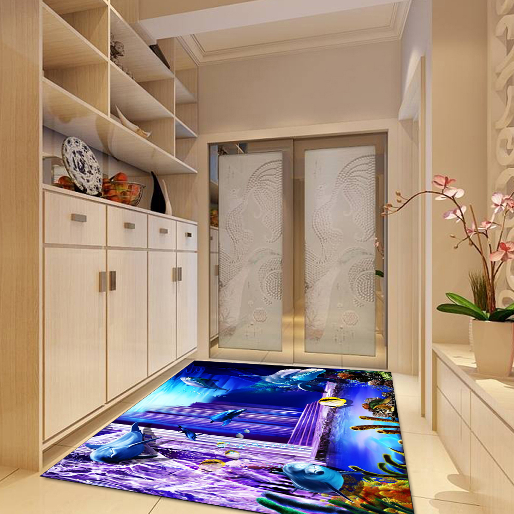 Home Floor Rug Creative Sea World Pattern Comfy Antiskid Door Mat