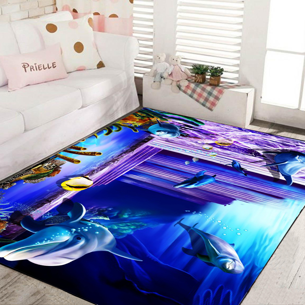 Home Floor Rug Creative Sea World Pattern Comfy Antiskid Door Mat