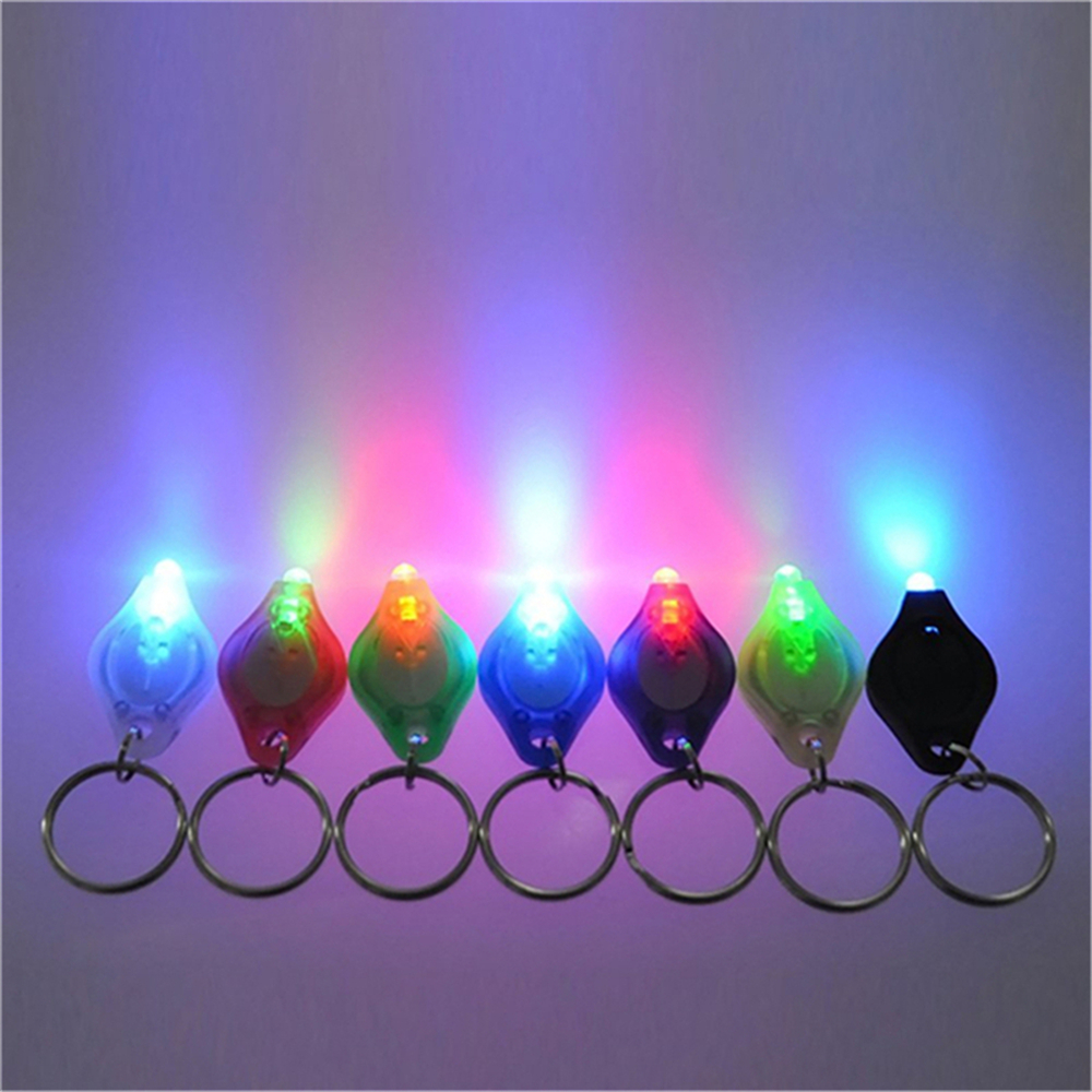 Mini LED Flash Light Keychain Ring Torch Super Bright Colorful Light 10PCS