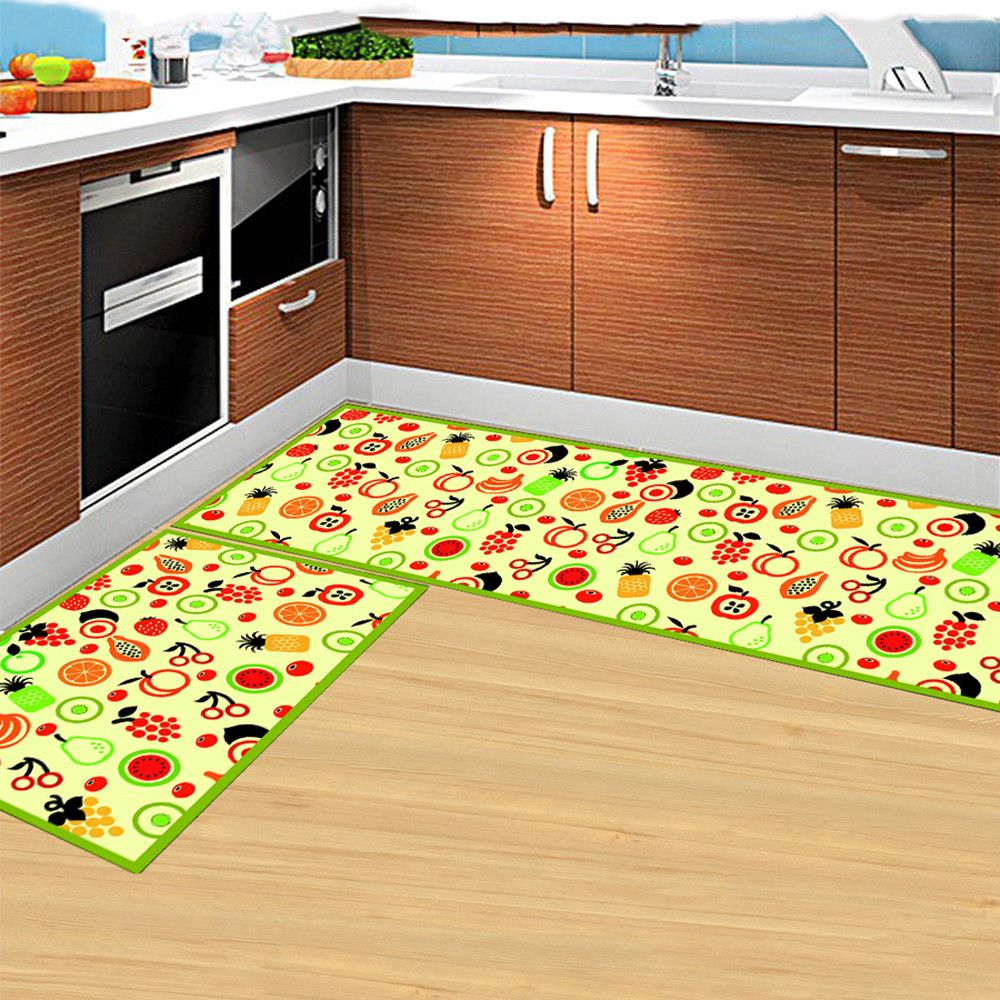 Bedroom Bedside Floor Mat Simple Cartoon Colored Fruits Pattern Washable Soft Mat