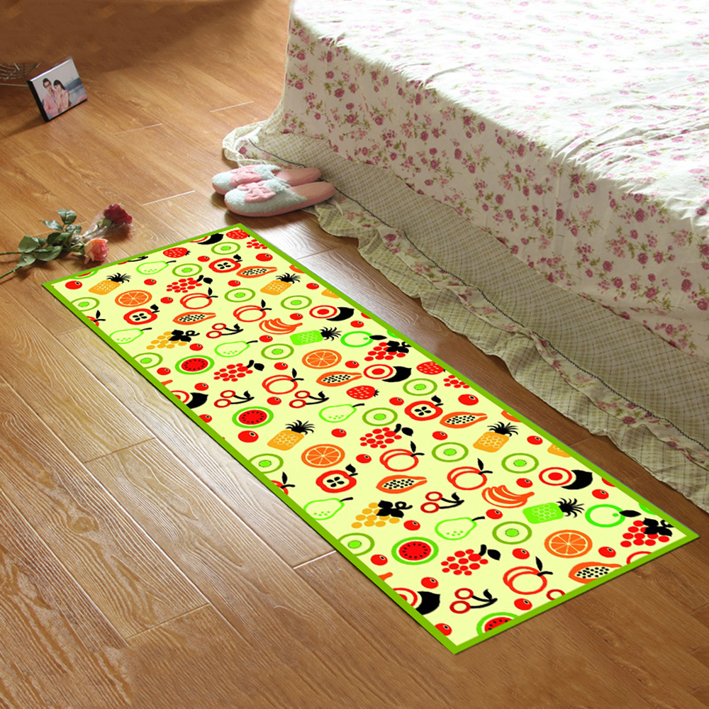 Bedroom Bedside Floor Mat Simple Cartoon Colored Fruits Pattern Washable Soft Mat