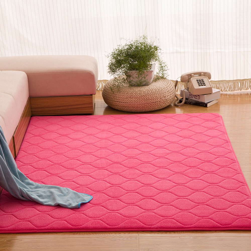 Floor Mat Thicken Coral Fleece Comfy Soft Geometric Pattern Home Mat