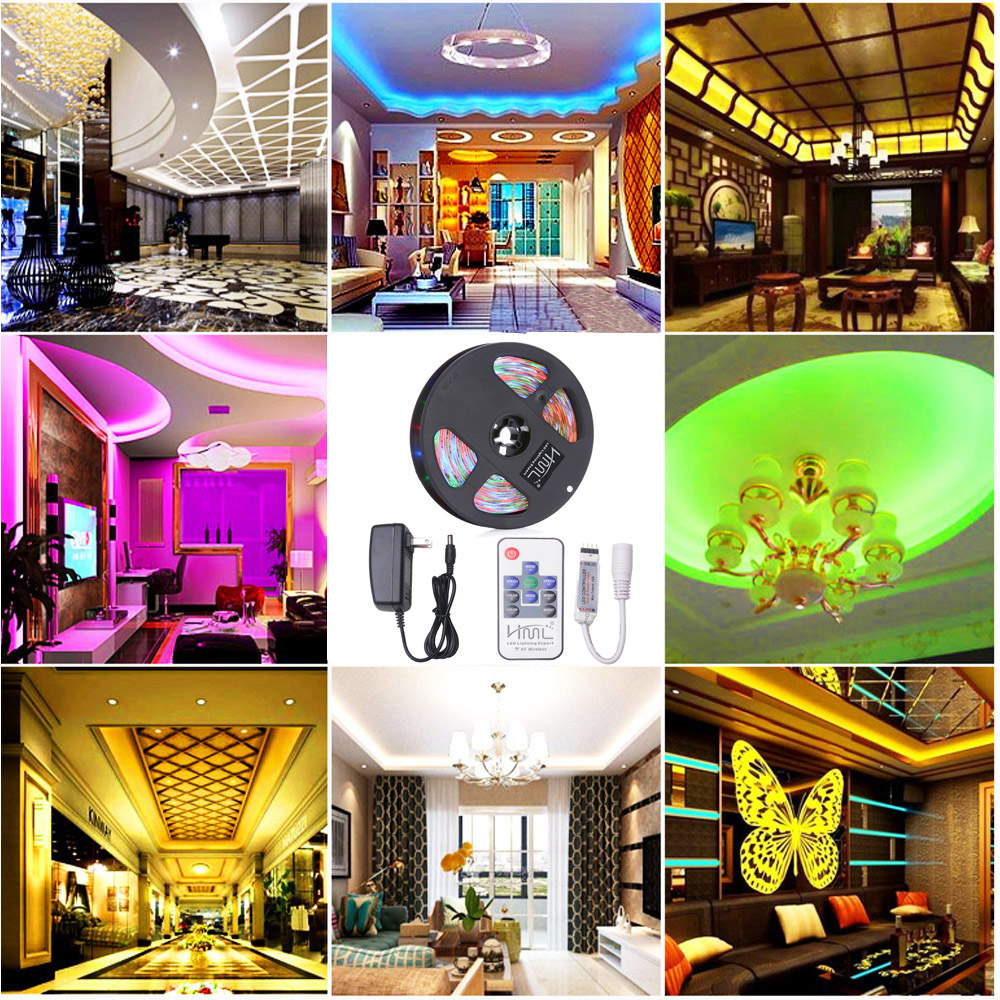 HML 5M RGB Water-proof 2835 SMD 300 LEDs Strip Light with 10 Keys RF Remote Control and US Adapter