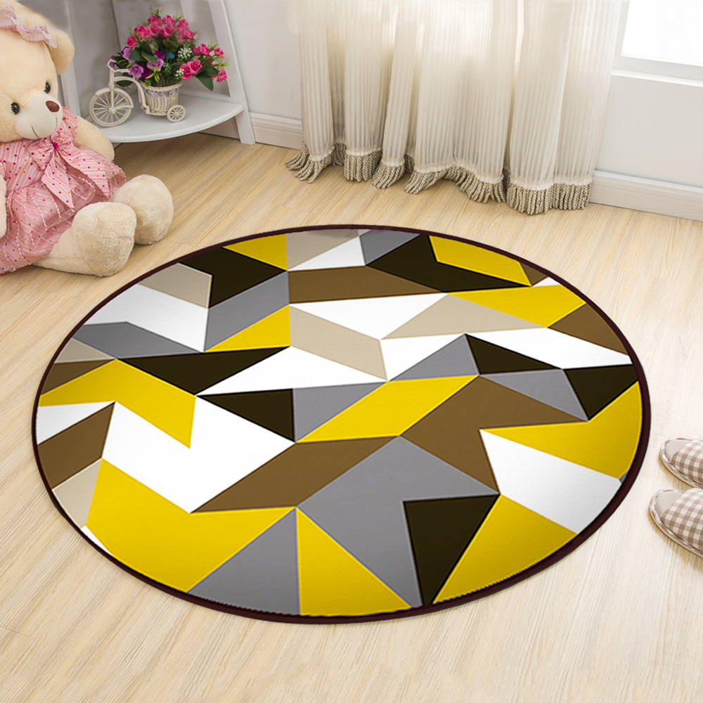 Floor Mat Modern Style Geometry Pattern Multi Colored Round Decorative Mat1