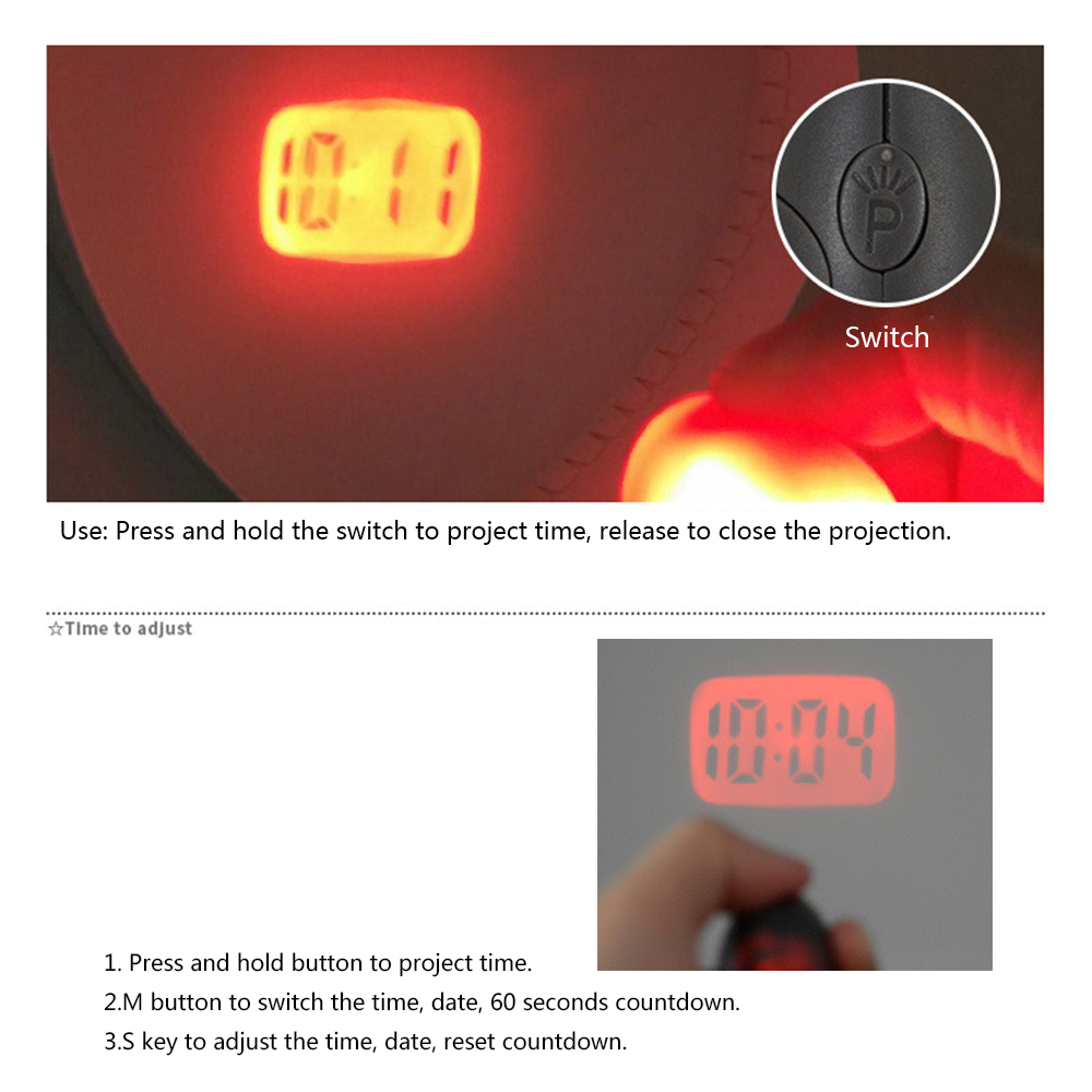 BRELONG Digital projection clock key ring Mini LCD projection clock