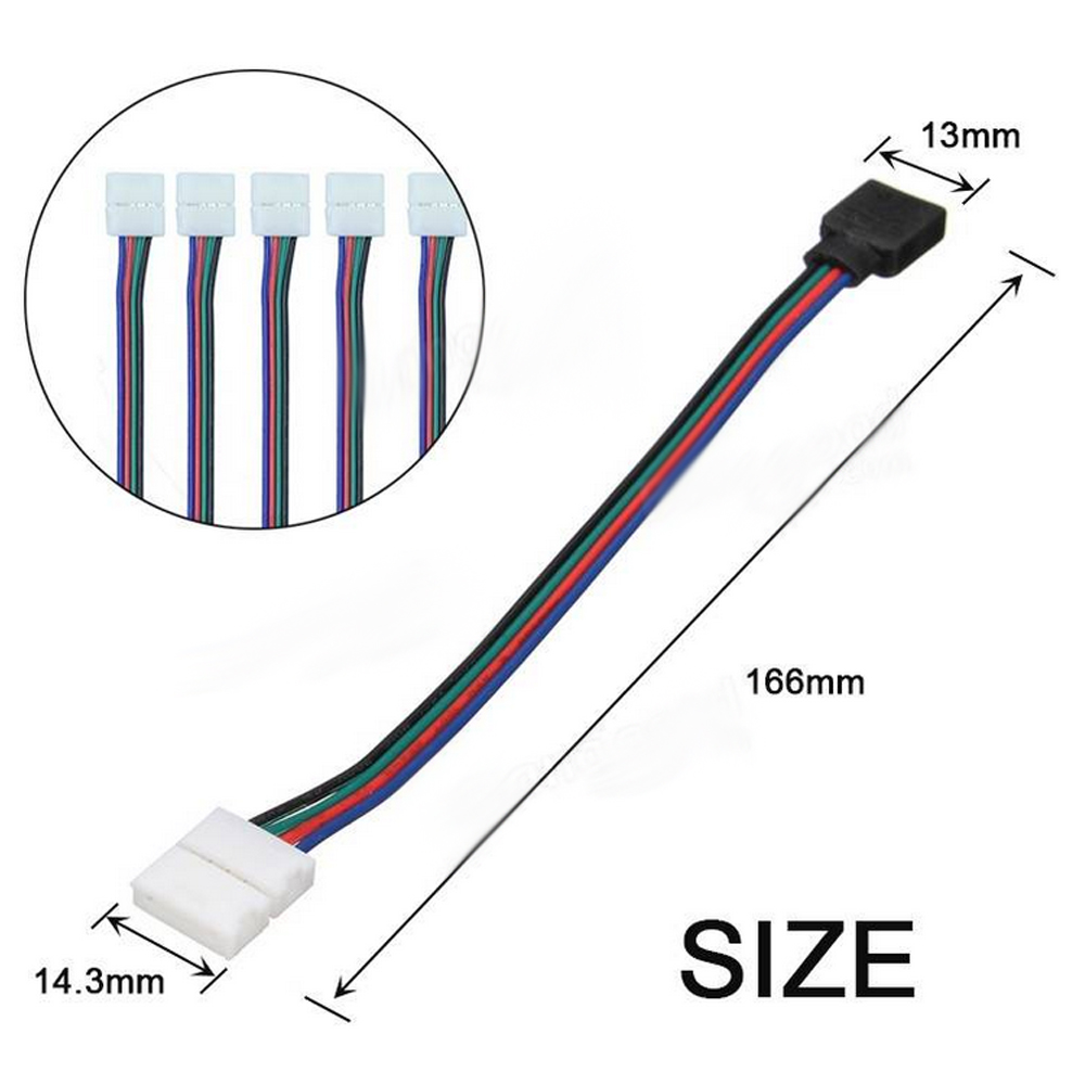 ZDM 10 PCS 4 Pin 10MM Connector Wire Male Cable For SMD 5050 Non-Waterproof RGB LED Strip