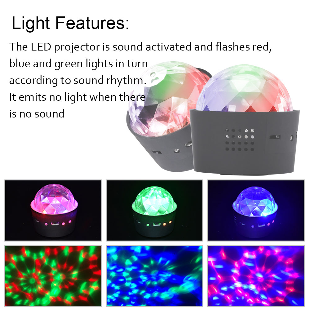 U'King ZQ-B219 3W Sound Activated Magnet Suction RGB Pattern Projector LED Lamp for Effect Lighting
