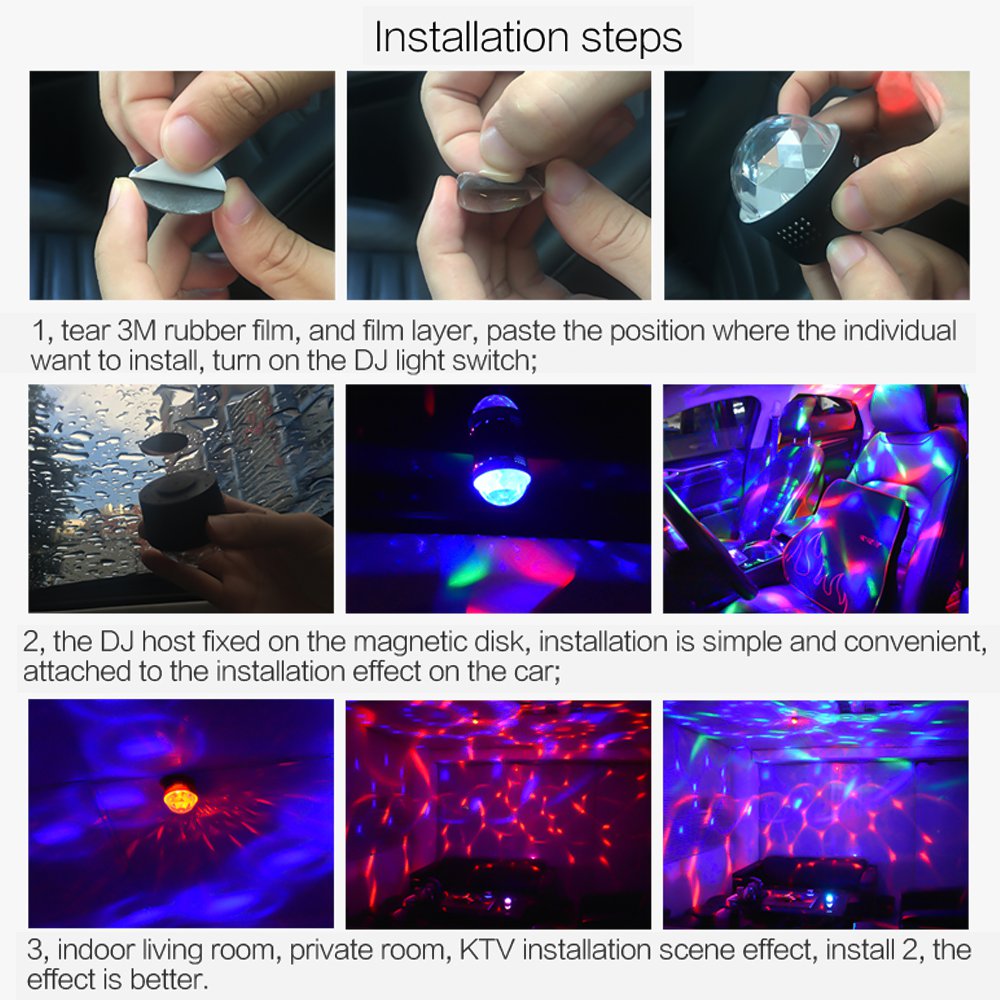U'King ZQ-B219 3W Sound Activated Magnet Suction RGB Pattern Projector LED Lamp for Effect Lighting