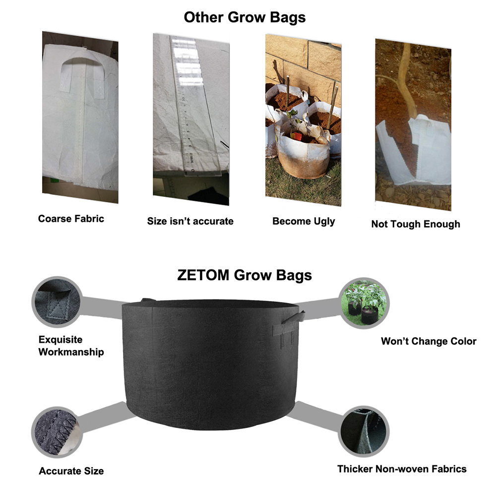 ZETOM Grow Bags, 20 Gallon Thickened Nonwoven Fabric Pots Nursery Garden Pots with Handles Plant Container