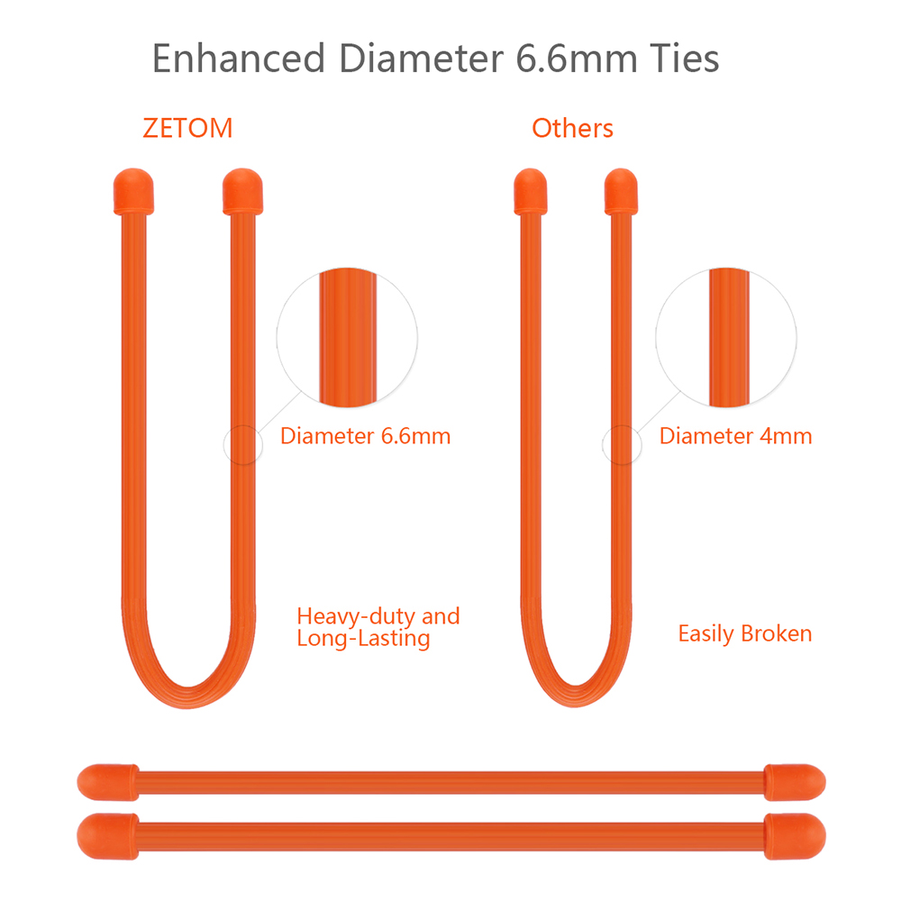 Multipurpose Magical Diameter 6.6mm Bendable 6, 12, 18, 24 inch Cable cord Organizer Reusable Silicone Gear Ties 16 Pack