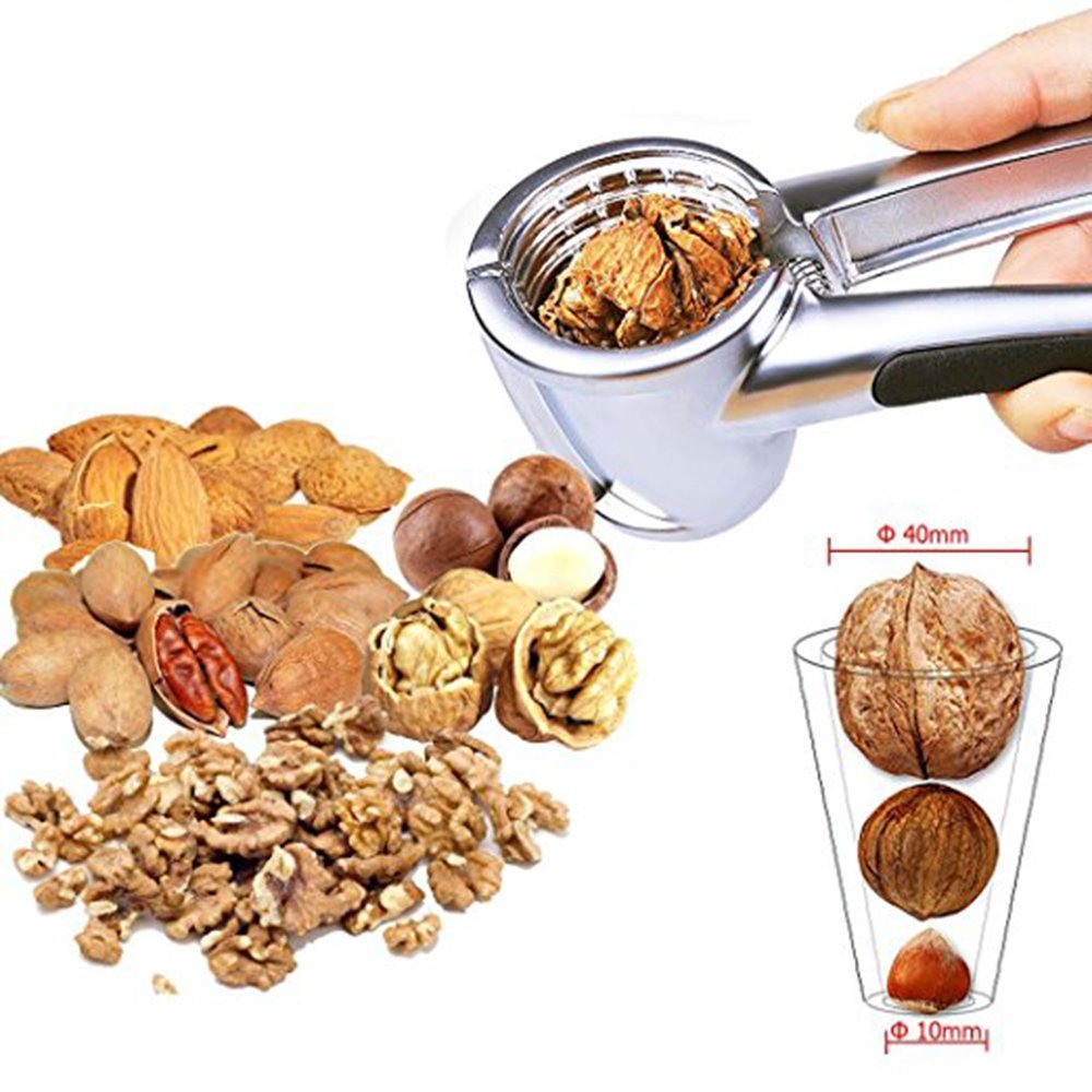 Nut Cracker Metal Walnut Almond Pecan Sheller Pliers Hard Core Opener with Soft Rubber Grips