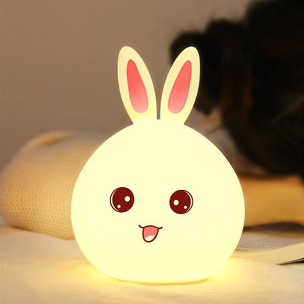 New Rabbit LED Night Light For Children Multicolor Silicone with Touch Sensor