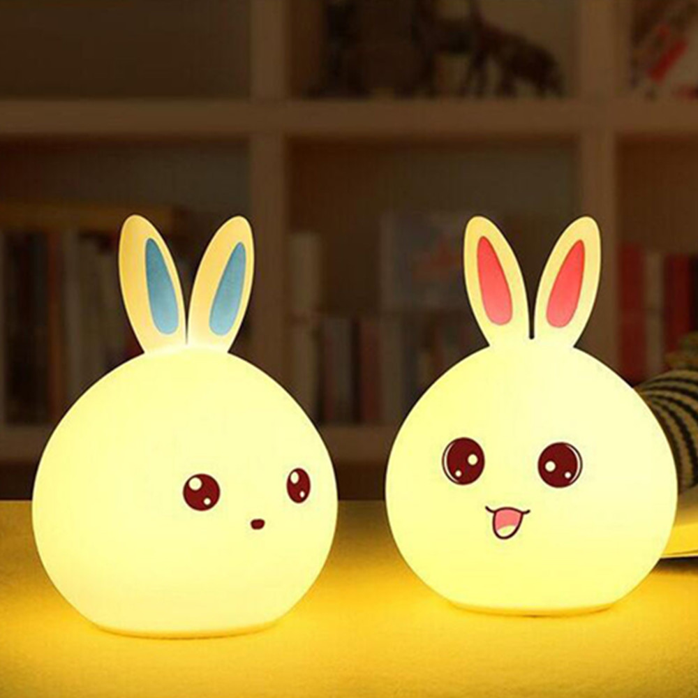 New Rabbit LED Night Light For Children Multicolor Silicone with Touch Sensor