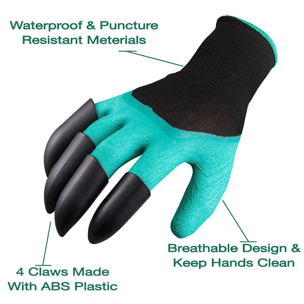 Garden Genie Gloves With Claws Quick and Easy to Dig and Plant, Safe for Gardening Digging and Planting