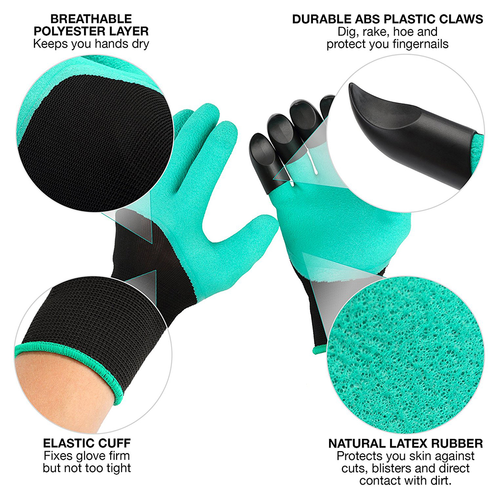 Garden Genie Gloves With Claws Quick and Easy to Dig and Plant, Safe for Gardening Digging and Planting