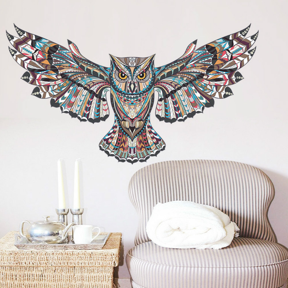 Colorful Owl Rooms Decorations Birds Flying Animal Wall Stickers Adhesive Decor