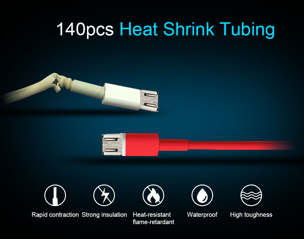 Waterproof Heat Shrink Tubing Tube Wrap Sleeves 140pcs