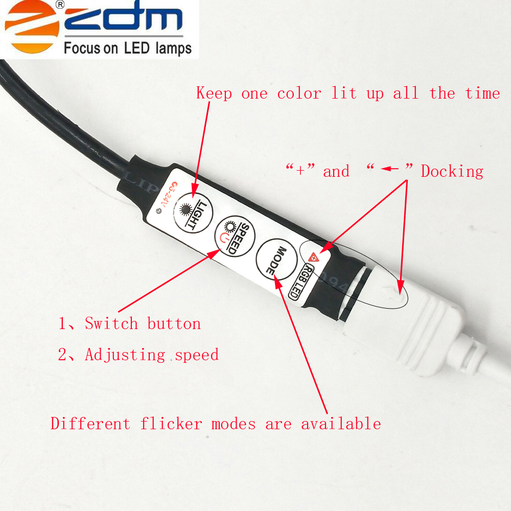 ZDM 100CM/200CM 5V Waterproof 15W/30W 60 x 5050RGB USB LED Light Strip with 3Key Mini Controller( DC5V )