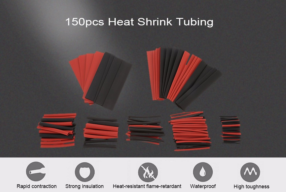 Heat Shrink Tubing Tube Cable Sleeving Wrap 150pcs