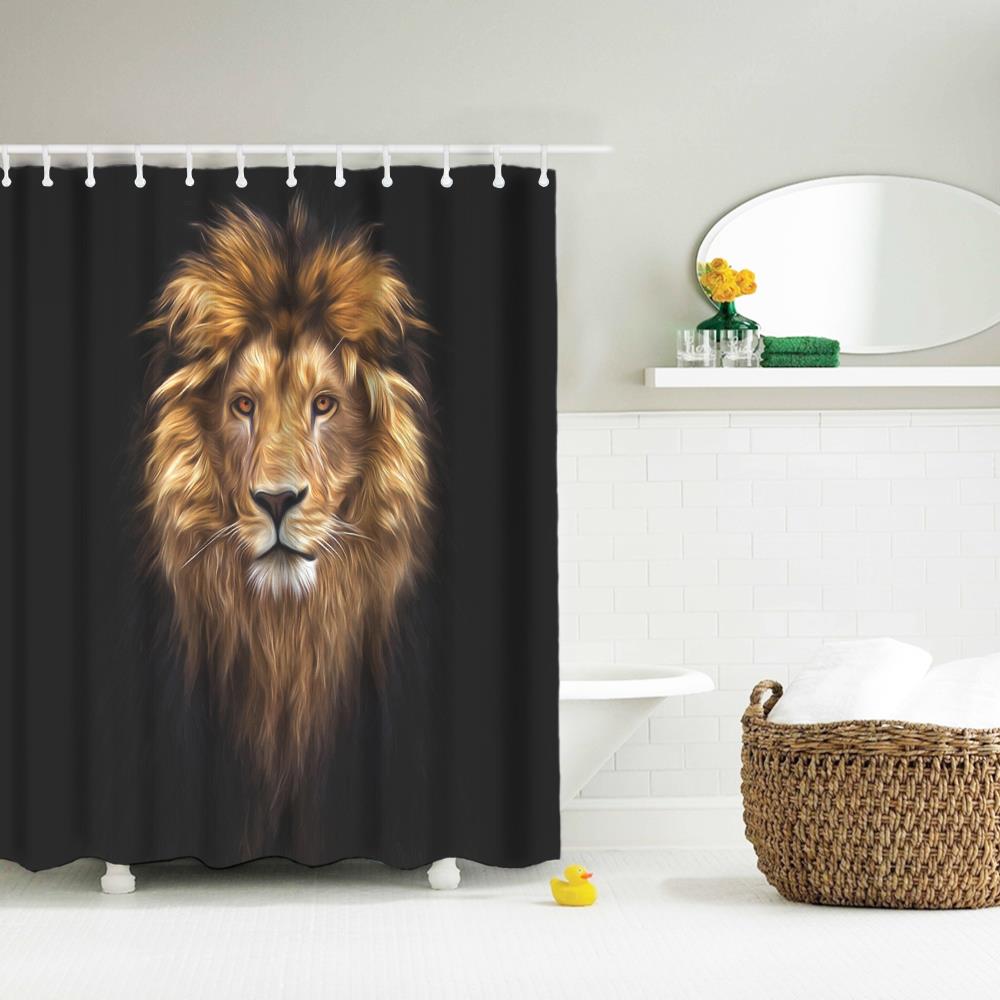Golden Lion King Polyester Shower Curtain Bathroom Curtain High Definition 3D Printing Water-Proof