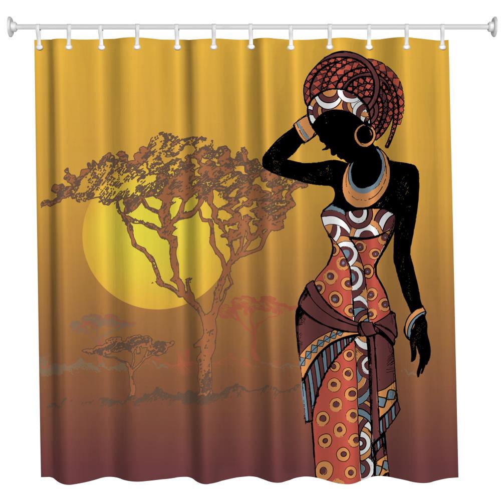 The Woman in Sunset Polyester Shower Curtain Bathroom Curtain High Definition 3D Printing Water-Proof