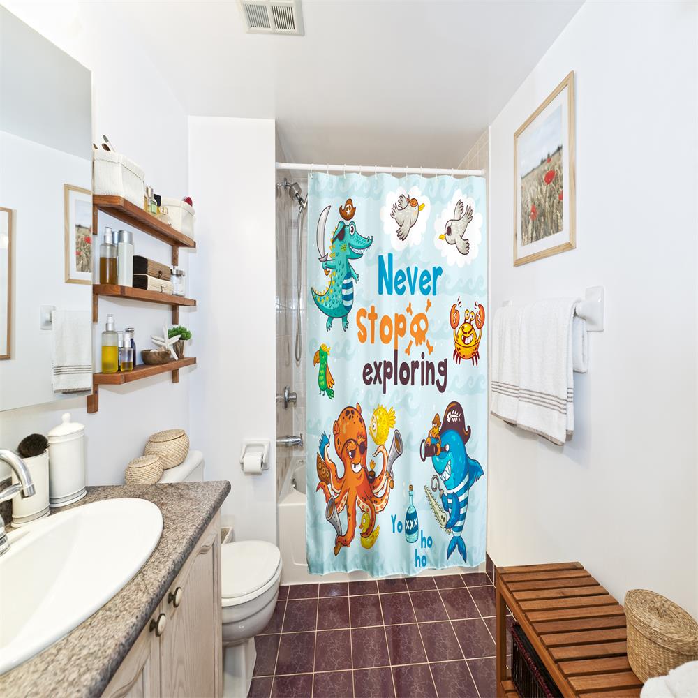 Joy Ocean Polyester Shower Curtain Bathroom Curtain High Definition 3D Printing Water-Proof