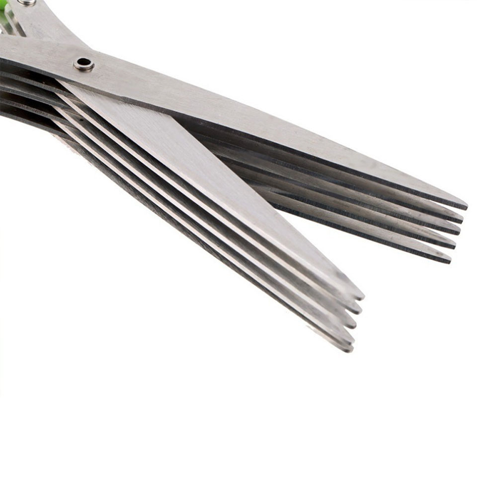 Multi-functional Stainless Steel Kitchen Knives Multi-Layers Scissors Sushi Shredded Scallion Cut Herb Spices Scissors C