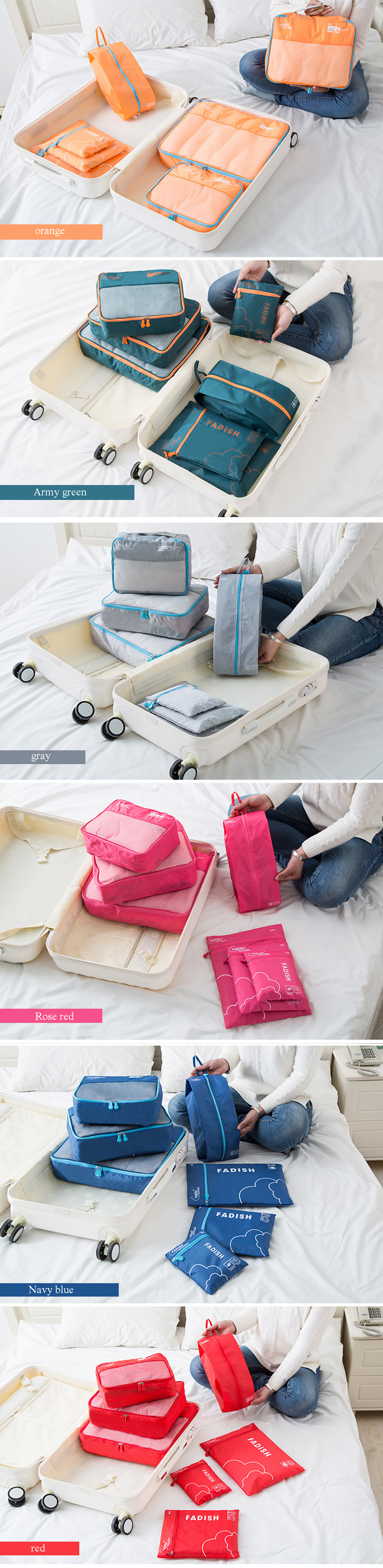Waterproof Portable Travel Storage Bag Set with 7-Packages