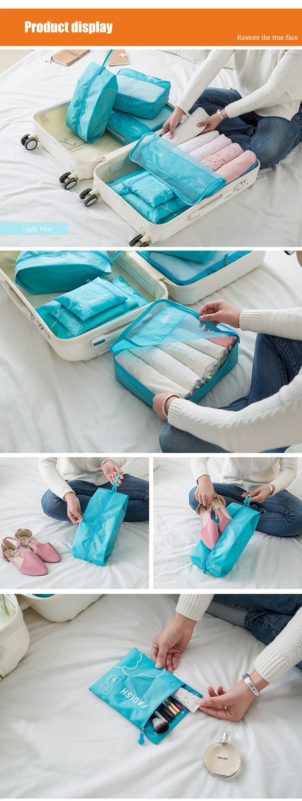 Waterproof Portable Travel Storage Bag Set with 7-Packages