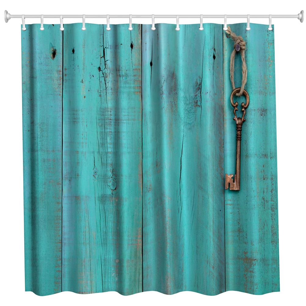 Blue Door and Key Polyester Shower Curtain Bathroom Curtain High Definition 3D Printing Water-Proof