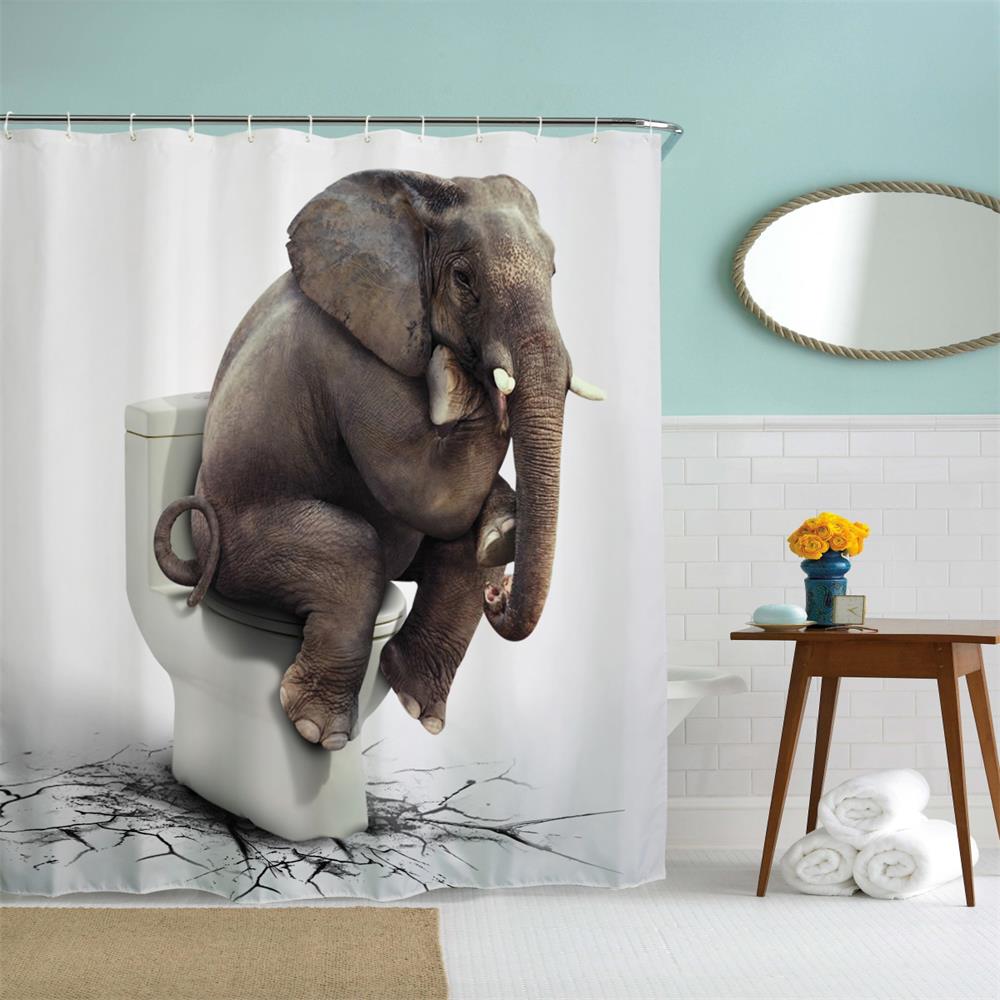 Elephant Thinker Polyester Shower Curtain Bathroom Curtain High Definition 3D Printing Water-Proof