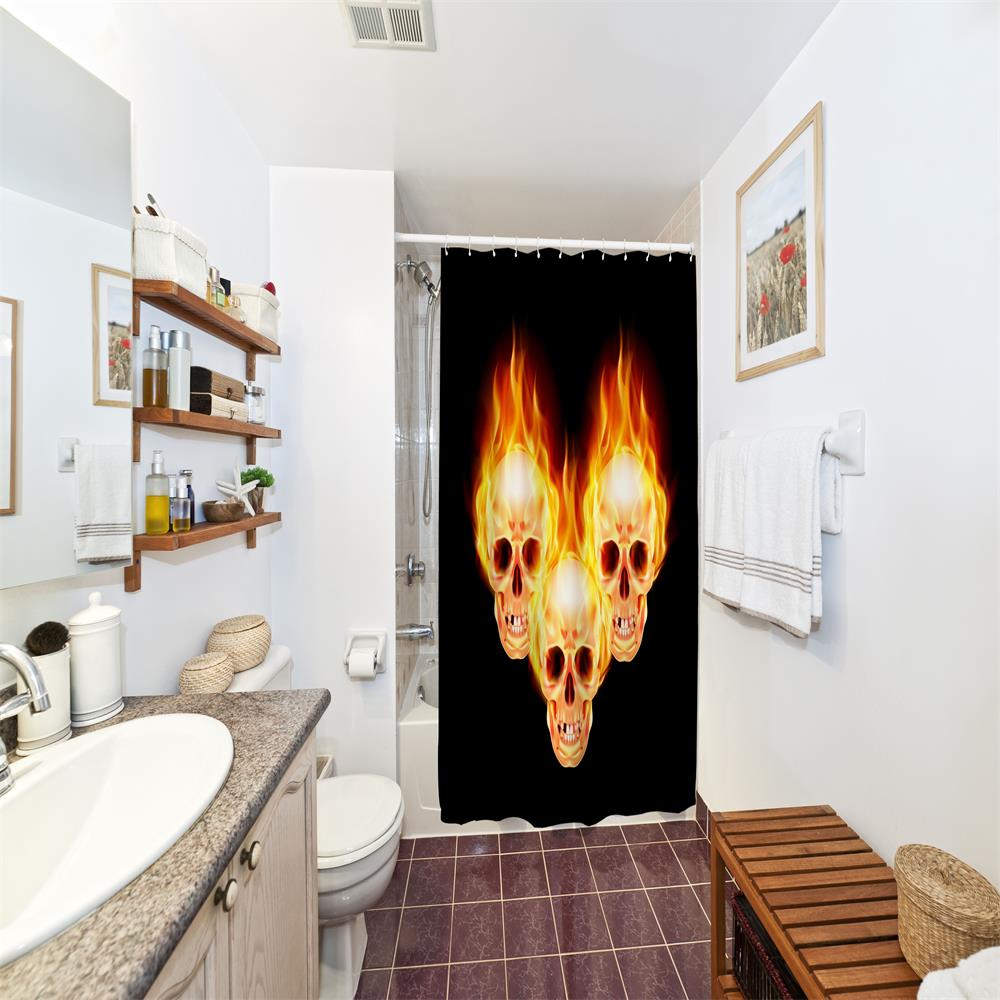 The Skeleton of Flame Polyester Shower Curtain Bathroom Curtain High Definition 3D Printing Water-Proof