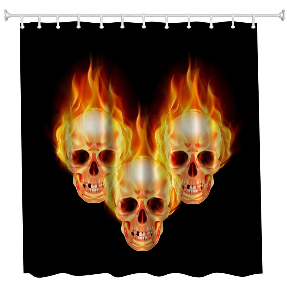 The Skeleton of Flame Polyester Shower Curtain Bathroom Curtain High Definition 3D Printing Water-Proof