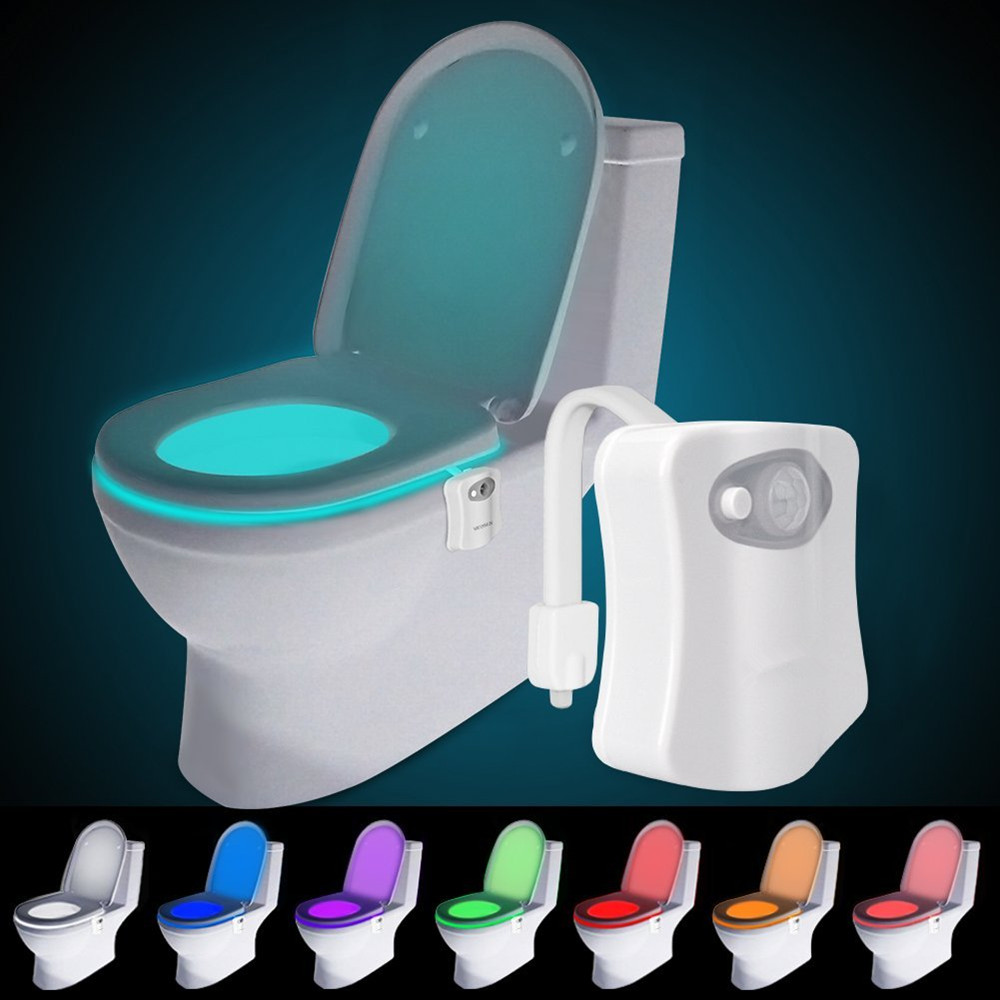 KWB Motion Activated Toilet Night Light 8 Color Changing Led Toilet Seat Light Motion Sensor Toilet