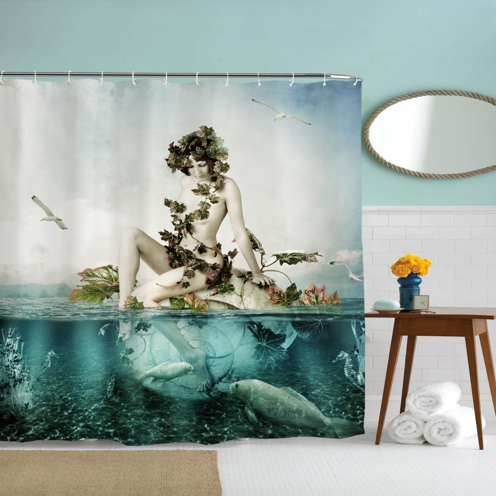 Paddle Girl Polyester Shower Curtain Bathroom Curtain High Definition 3D Printing Water-Proof