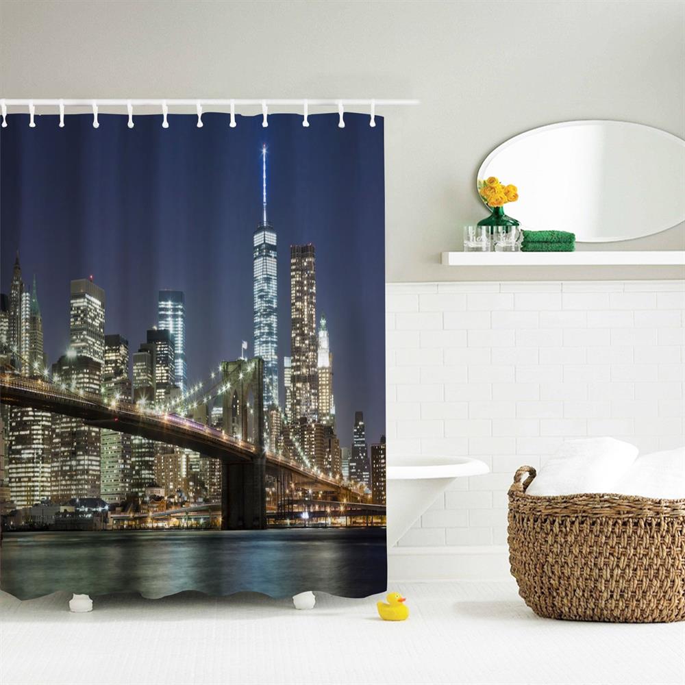 The Overpass at Night Polyester Shower Curtain Bathroom Curtain High Definition 3D Printing Water-Proof