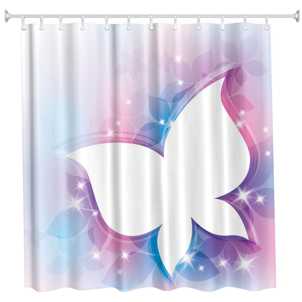 Fancy Butterfly Polyester Shower Curtain Bathroom Curtain High Definition 3D Printing Water-Proof