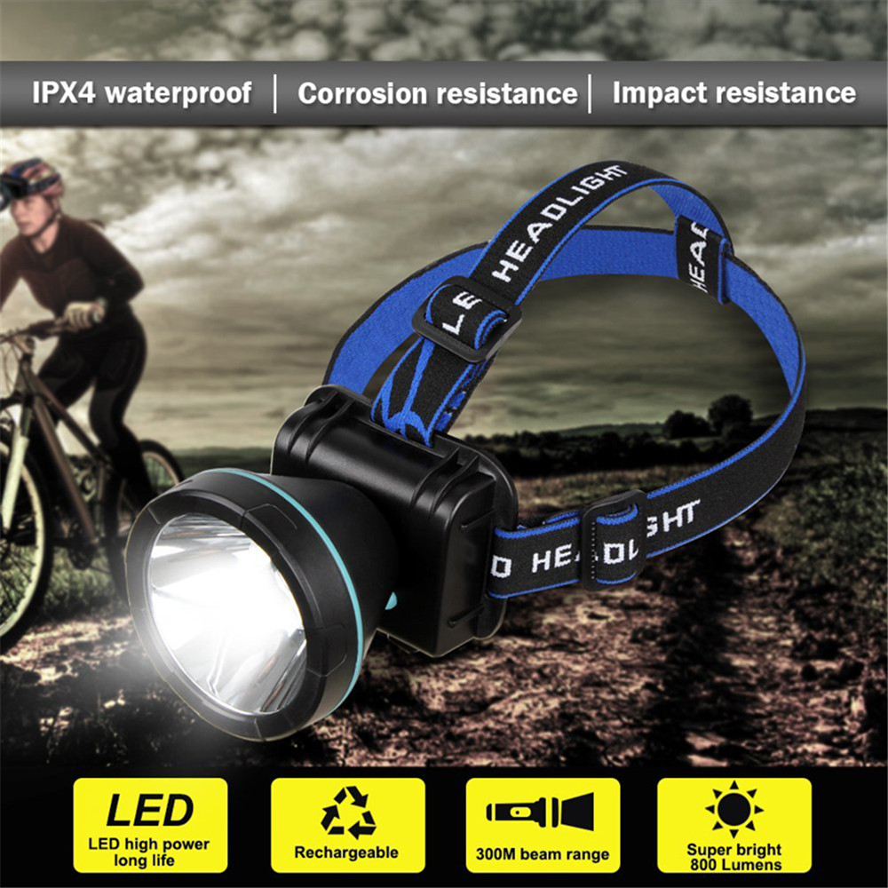 HKV 500LM LED Headlamp Rechargeable Head Lamp Light Torch Flashlight Waterproof Fishing Headlight + Charger