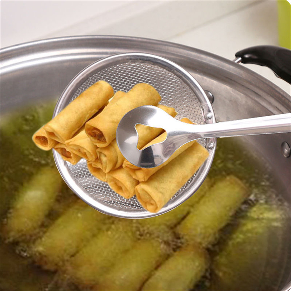 Stainless Steel Strainer Kitchen Filter Mesh Spoon Fried Food Oil Strainer Clip