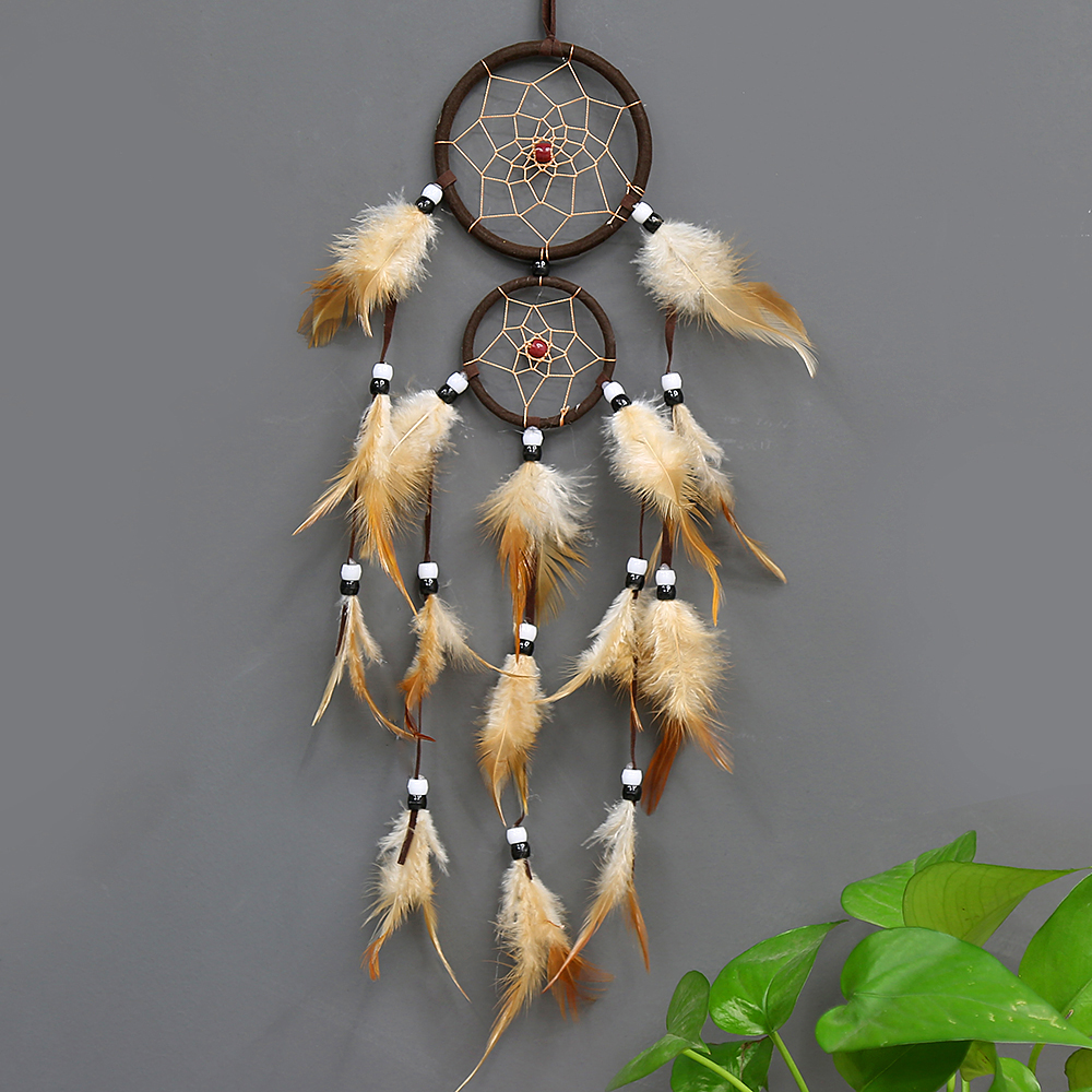 Vintage Home Decoration Retro Feather Dream Catcher Circular Feathers Wall Hanging Dreamcatchers Decor for Car