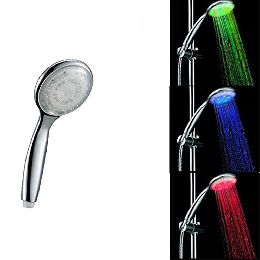 7-Color Temperature Sensitive Gradient LED Shower Head Showerheads Light Water Stream Color Changing Shower Head For