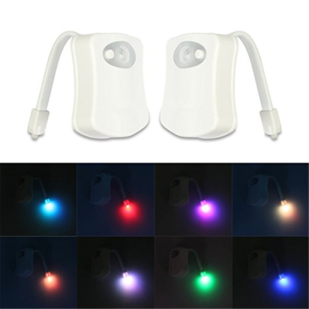 Sunnest Motion Activated Toilet Night Light LED Bowl Light Motion Sensor Seat Light 8 Color Changing Fit Any Toilet