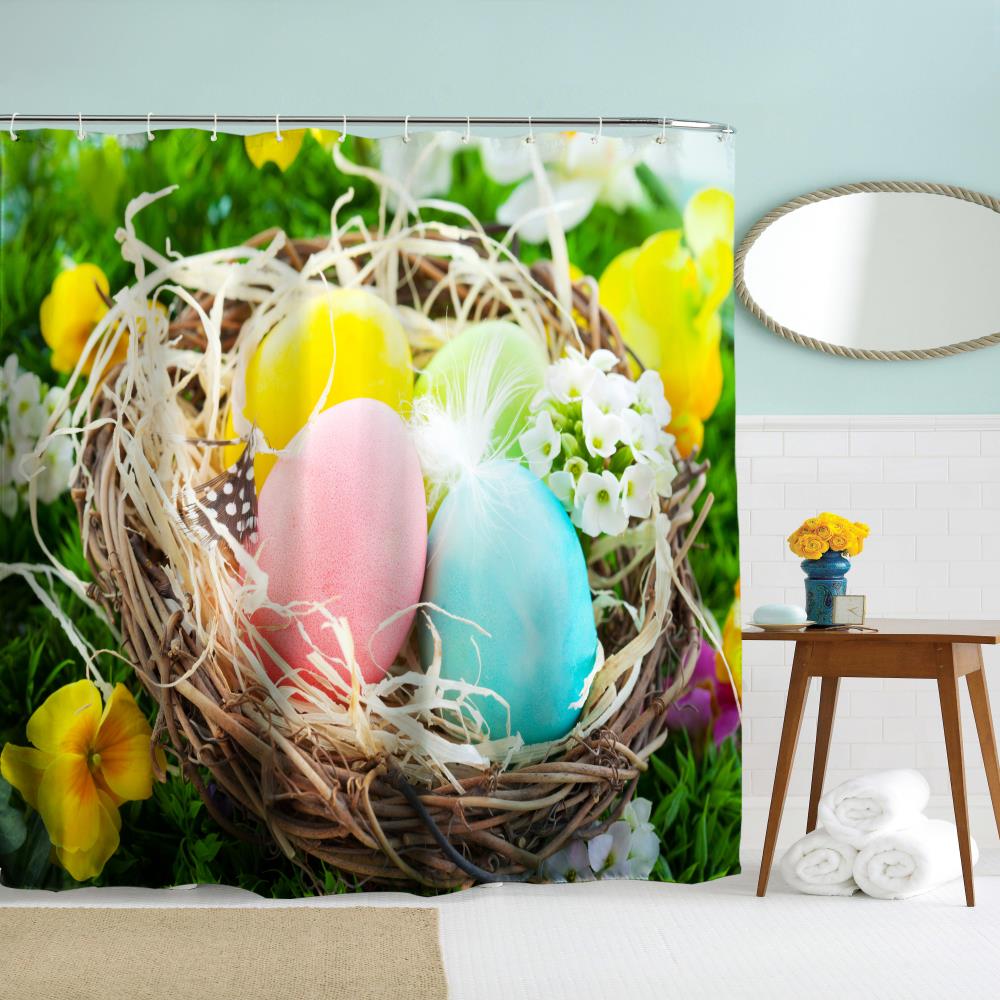 Four Seasons Eggs Polyester Shower Curtain Bathroom 3D Printing Water Proof