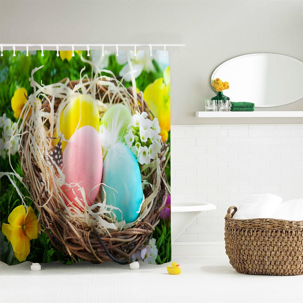 Four Seasons Eggs Polyester Shower Curtain Bathroom 3D Printing Water Proof