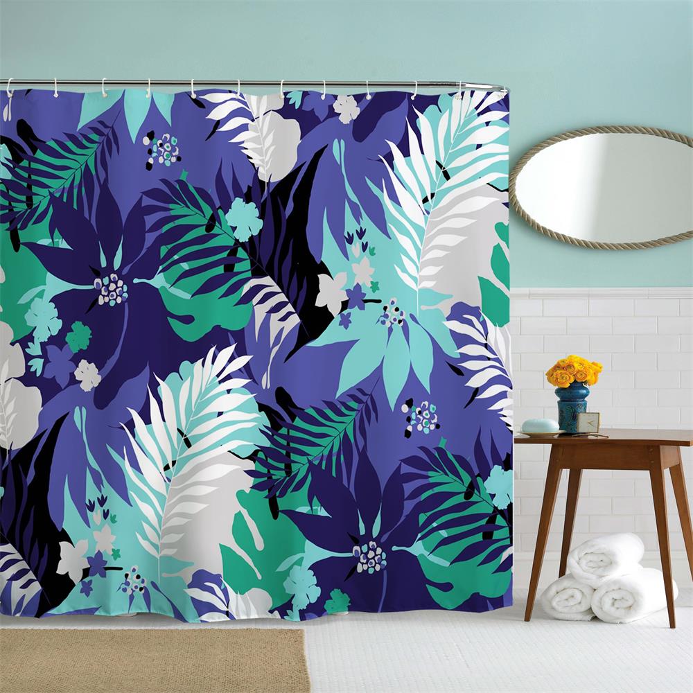 Leaves Polyester Shower Curtain Bathroom High Definition 3D Printing Waterproof