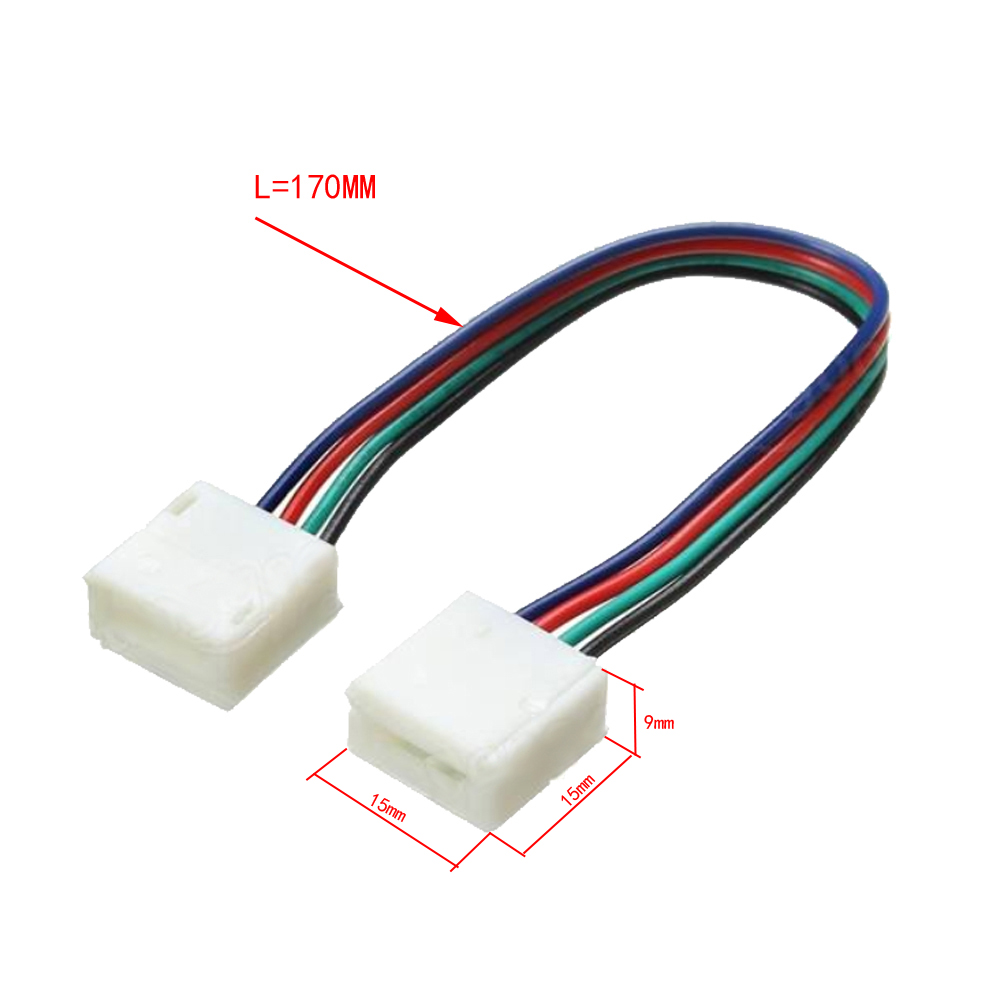 ZDM LED Connector Cables 10mm 4 Pin 5050RGB Waterproof Both Ends Strip Linkers 5PCS