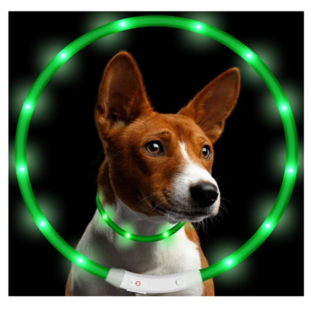 Yeshold LED Dog Necklace Collar USB Rechargeable Safety Waterproof Light Adjustable Flashing Pet Neck Loop