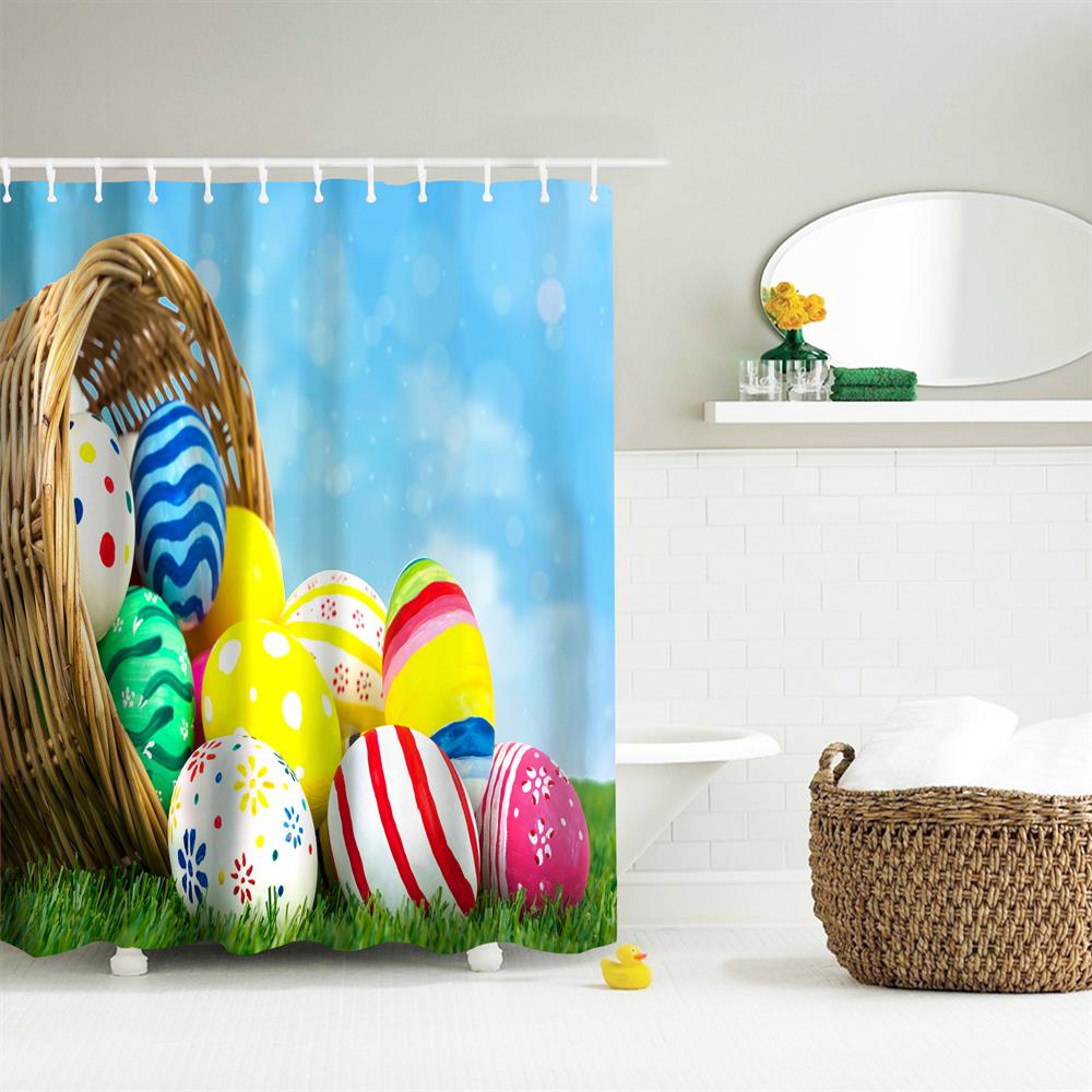 Sky Eggs Polyester Shower Curtain Bathroom High Definition 3D Printing Water-Proof